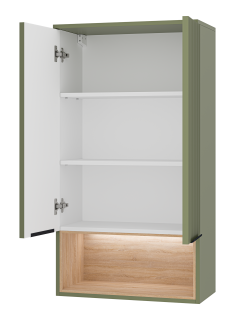 Подвесной шкаф над стиральной машиной Brevita Enfida ENF-08060-081 60см с подсветкой зелёный/дуб Сонома светлый